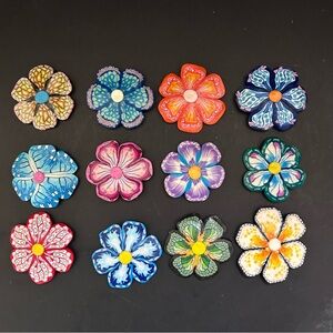 12 floral hair clips 1-3/4” to 2” wide